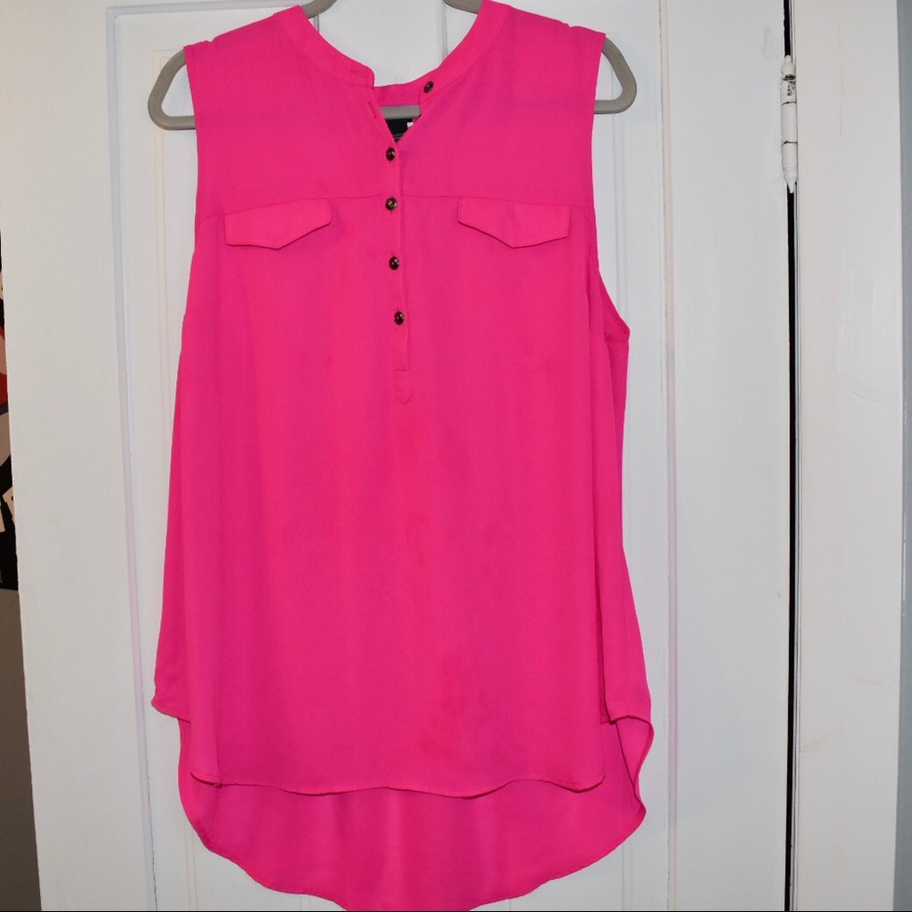Torrid Hot Pink Sleeveless Button Front Tunic Size 1 (14/16)
